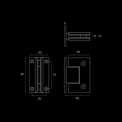ΜΕΝΤΕΣΕΣ ΓΥΑΛΙΝΗΣ ΠΟΡΤΑΣ 3 ΘΕΣΕΩΝ - ΑΝΟΞΕΙΔΩΤΟΣ - INOX MAT