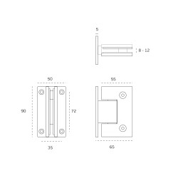 ΜΕΝΤΕΣΕΣ ΓΥΑΛΙΝΗΣ ΠΟΡΤΑΣ 3 ΘΕΣΕΩΝ - ΧΡΩΜΙΟ