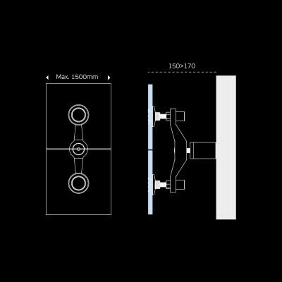 ΣΥΝΔΕΣΜΟΣ SPIDER / 2 ΘΕΣΕΩΝ / 8-18mm / "A SERIES" - ΜΕ ΕΞΑΡΤΗΜΑΤΑ - INOX MAT