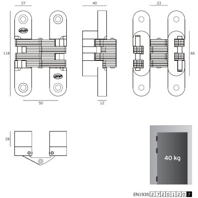 ΚΡΥΦΟΣ ΜΕΝΤΕΣΕΣ ΧΤΕΝΙ 118mm ΧΩΡΙΣ ΡΥΘΜΙΣΗ - ΝΙΚΕΛ ΜΑΤ - ΖΑΜΑΚ & INOX