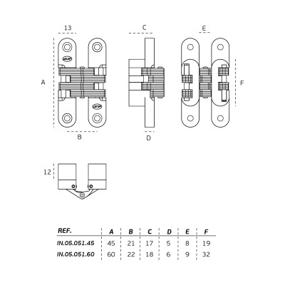 ΚΡΥΦΟΣ ΜΕΝΤΕΣΕΣ ΧΤΕΝΙ 95mm ΧΩΡΙΣ ΡΥΘΜΙΣΗ - ΝΙΚΕΛ ΜΑΤ - ΖΑΜΑΚ & INOX