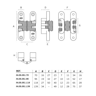 ΚΡΥΦΟΣ ΜΕΝΤΕΣΕΣ ΧΤΕΝΙ 95mm ΧΩΡΙΣ ΡΥΘΜΙΣΗ - ΝΙΚΕΛ ΜΑΤ - ΖΑΜΑΚ & INOX