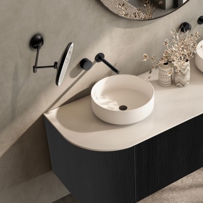 ΡΥΘΜΙΖΟΜΕΝΟΣ ΕΠΙΤΟΙΧΟΣ ΚΑΘΡΕΠΤΗΣ LED ΜΕ ΔΙΑΚΟΠΤΗ ΑΦΗΣ ΚΑΙ ΜΕΓΕΝΘΥΝΣΗ Χ3 - ΜΑΥΡΟ ΜΑΤ